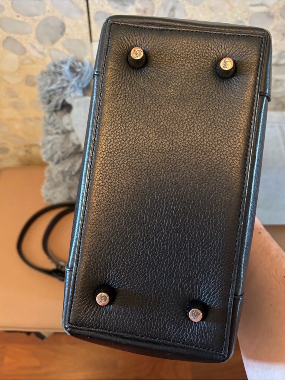 Authentic Christian Louboutin Small Eloise Black Leather Spiked Tote Crossbody - Picture 8 of 13